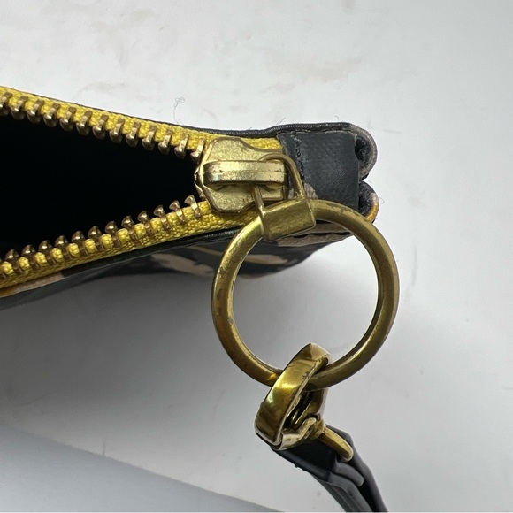 Fossil Leaf Design Coated Canvas Black Clutch/Pouch With Detachable Wristband - Picture 6 of 10